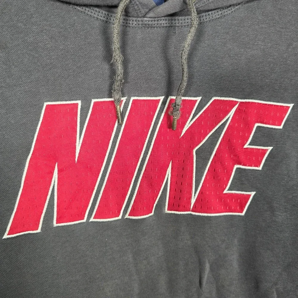 Vintage Y2K Nike Hoodie Mens Medium Spell Out Pullover Distressed Embroidered